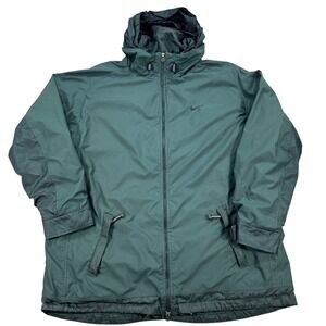 Vintage Nike Jacket 90s Men's 2XL‎ Oversized Baggy Forest Green Hooded Insulated